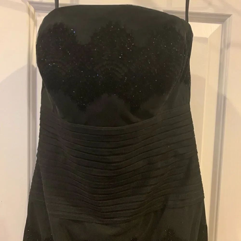 White house black market Strapless formal black dress